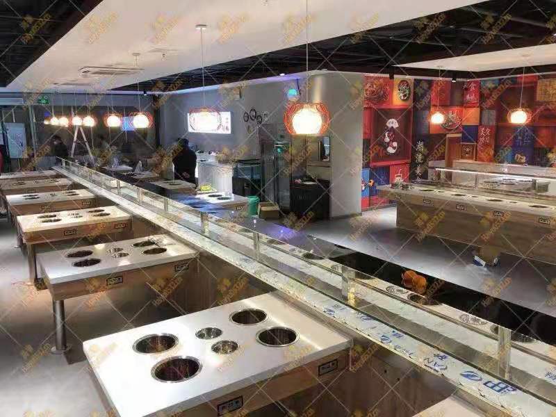 大型单涮旋转小火锅安装完成