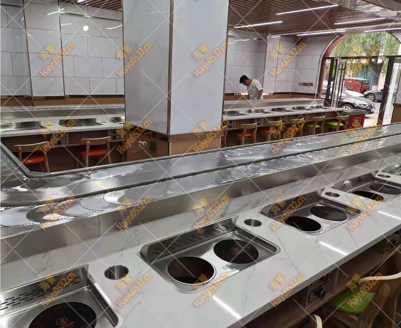无烟涮烤旋转小火锅设备