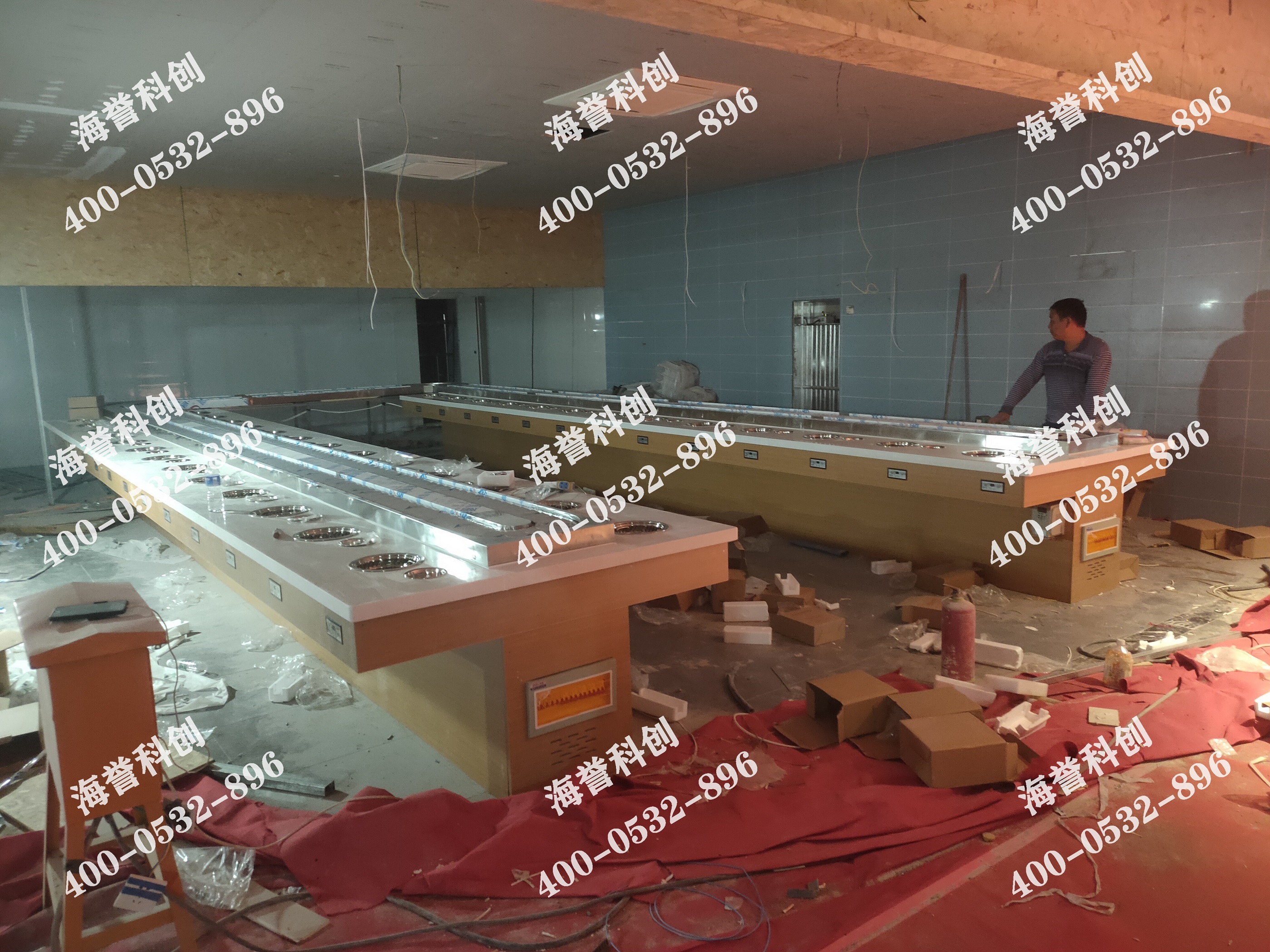 海誉科创河南郑州单涮无烟小火锅设备安装完成